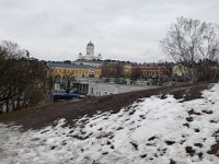 Helsinki Cathedral in the distance from the steps of the Uspensky Cathedral.